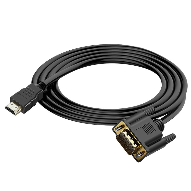 HDSUNWSTD HDMI to VGA (Male to Male) Video Adapter Converter Cord Cable (4.9 Feet/1.5 Meters) for Computer, Desktop, Laptop, PC, Monitor, Projector, HDTV, and More (NOT Bidirectional) - Image 1